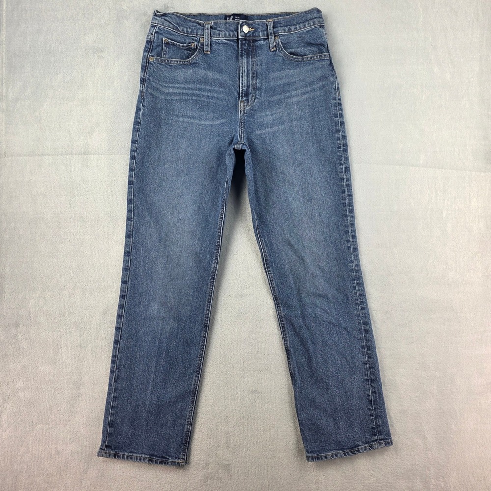 Gap Denim Womens Blue High Rise Straight Leg Jeans Size 12/31L Long Stretch